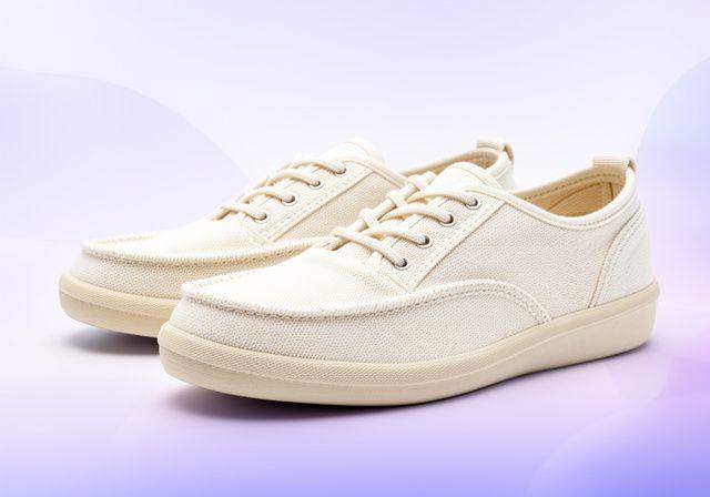 Casual Schuh aus Bio-Baumwolle mit weicher Struktur und hellem Studiohintergrund